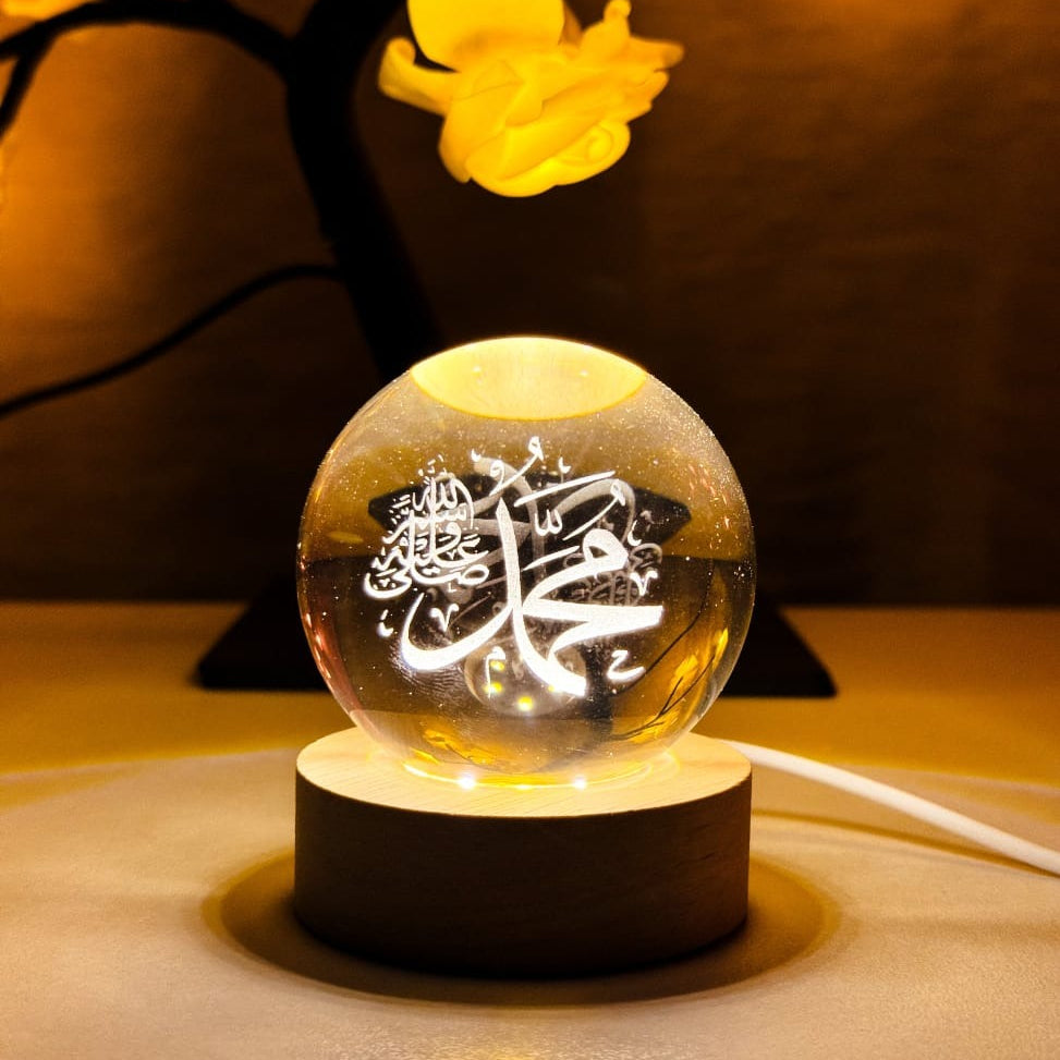 3D Arabic Night Lamp Crystal Ball – Islamic Table Light for Prayer Room Decor, Ramadan Gift, Muslim Home Accent