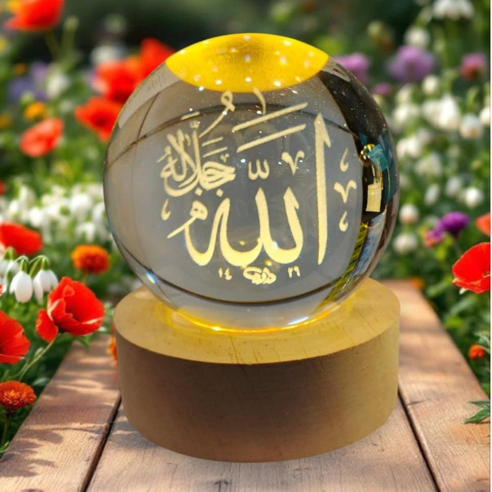 3D Arabic Night Lamp Crystal Ball – Islamic Table Light for Prayer Room Decor, Ramadan Gift, Muslim Home Accent