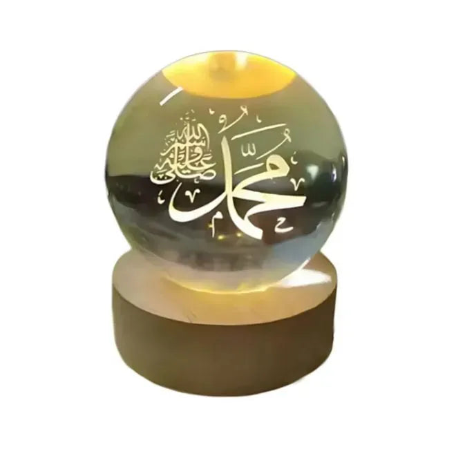 3D Arabic Night Lamp Crystal Ball – Islamic Table Light for Prayer Room Decor, Ramadan Gift, Muslim Home Accent