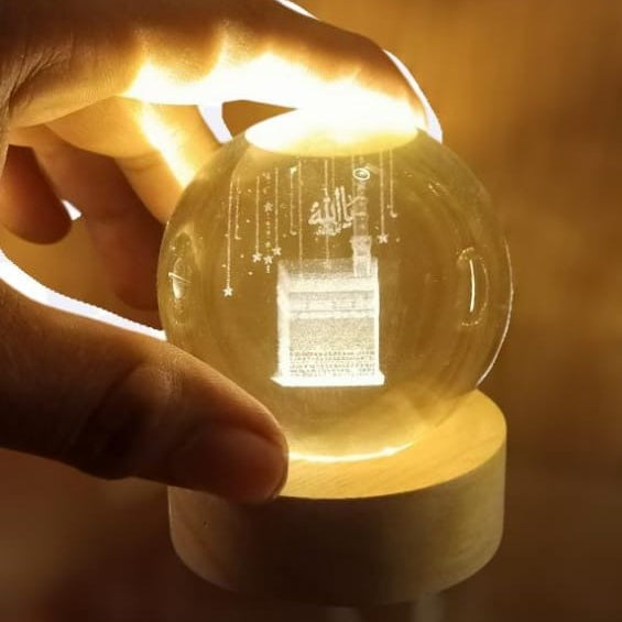 3D Arabic Night Lamp Crystal Ball – Islamic Table Light for Prayer Room Decor, Ramadan Gift, Muslim Home Accent