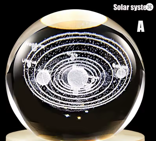 3D Galaxy Crystal Ball Night Lamp – USB LED Planet Moon Light for Bedroom Decor & Birthday Gift