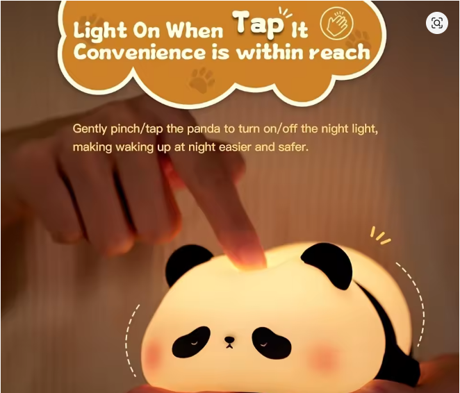 Rechargeable Panda Night Lamp – Cute Soft Silicone LED Light for Kids Bedroom & Home Décor