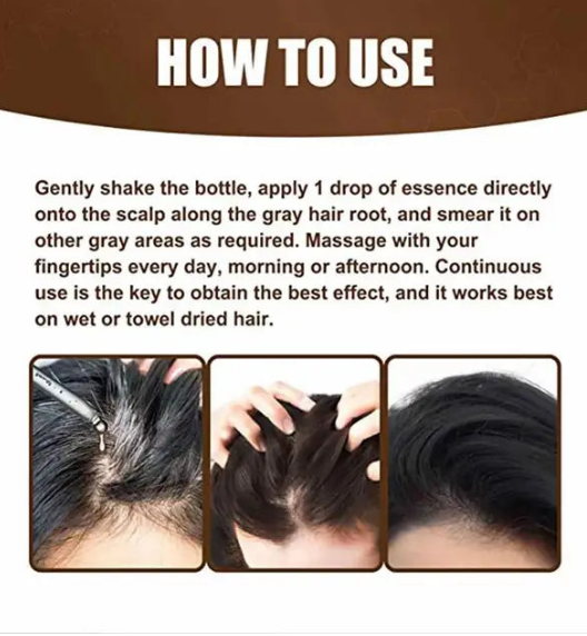 Natural Anti-Grey Hair Spray 30ml – Herbal Hair Darkening Essence for Men & Women, Damage-Free Color Restore