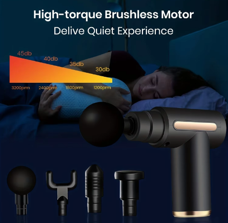 4-in-1 Deep Tissue Massage Gun – Handheld Percussion Muscle Massager for Pain Relief & Recovery