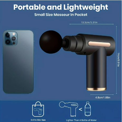 4-in-1 Deep Tissue Massage Gun – Handheld Percussion Muscle Massager for Pain Relief & Recovery