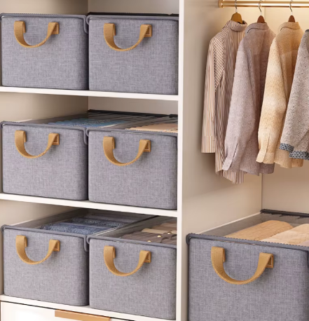 Foldable Wardrobe Clothes Organizer Box with Handles – Storage Drawer for Closet, Shelf & Clothing Organization