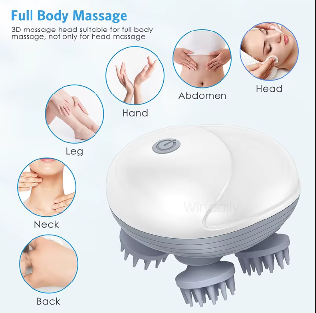 Smart Electric Head Massager – Soothing Scalp Massage Tool with Silicone Bristles