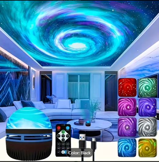 LED Starry Galaxy Projector Night Light with Remote – Rotating Moon & Aurora Lamp for Bedroom Decor