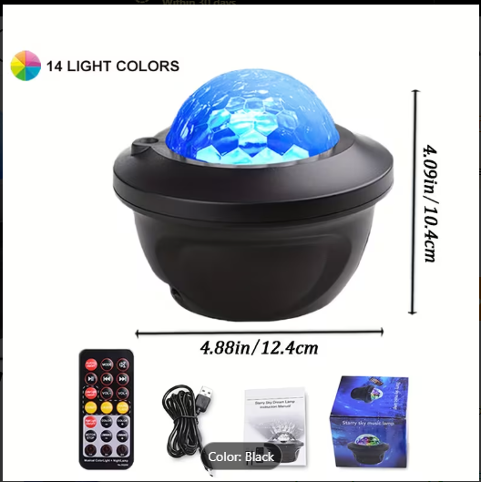 LED Starry Galaxy Projector Night Light with Remote – Rotating Moon & Aurora Lamp for Bedroom Decor