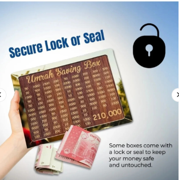 Islamic Wooden Umrah Saving Box – Premium Money Box with Goal Tracker for Charity & Umrah Fund